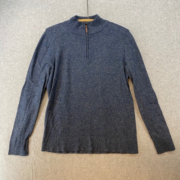 Smartwool Size M Men's Blue Long Sleeve Mock Neck Quarter Zip Sweater - Picture 1 of 8